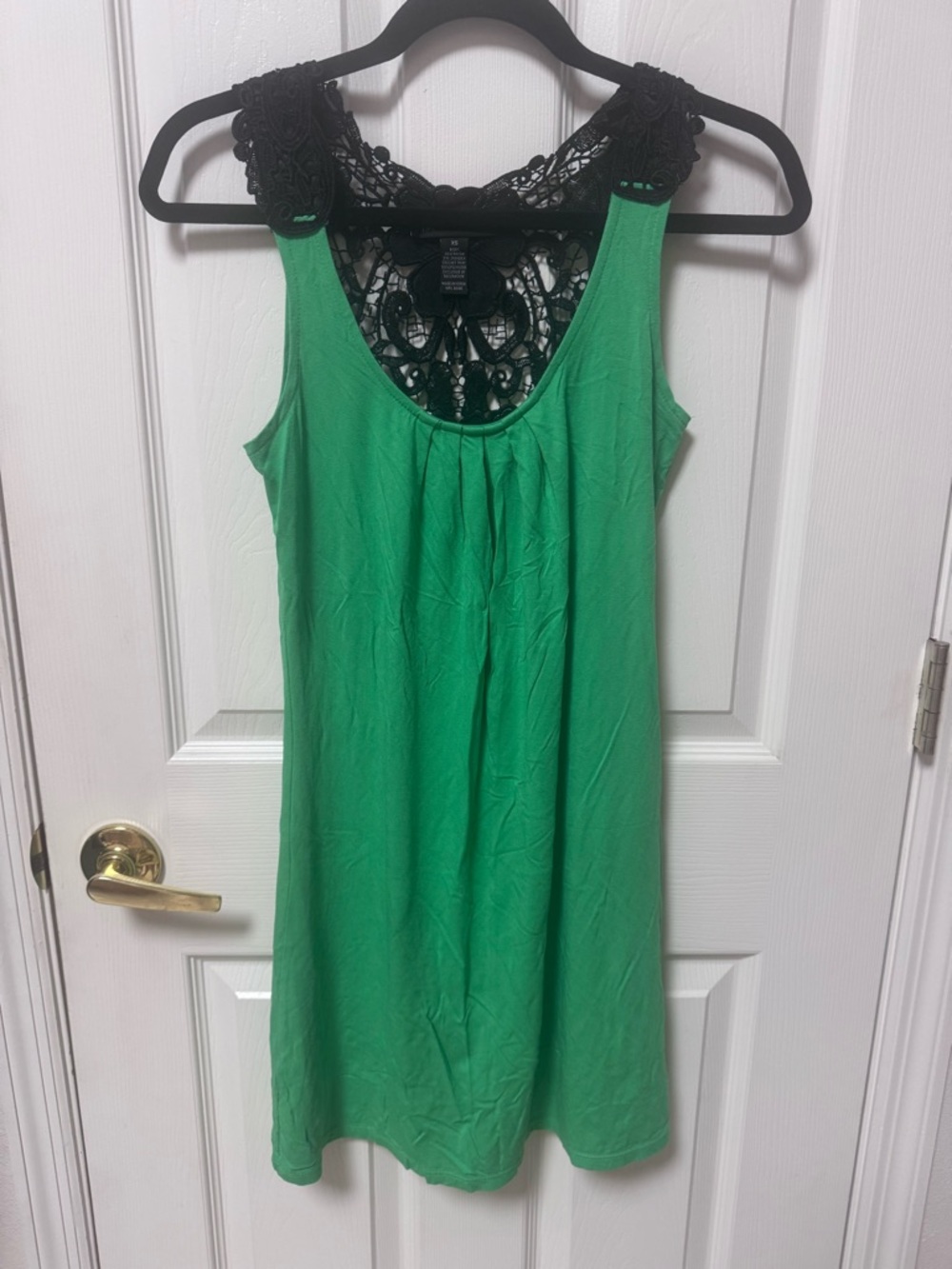 INC International Concepts Green Dress with Black Crochet Trim